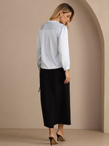 [Lyseblå] SilkSilky-DK Long Sleeve Wrap Damebluser 002