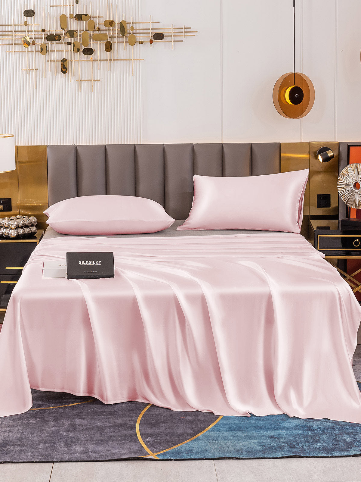 [Lyserød] SilkSilky-DK 19Momme Bedding Set 002
