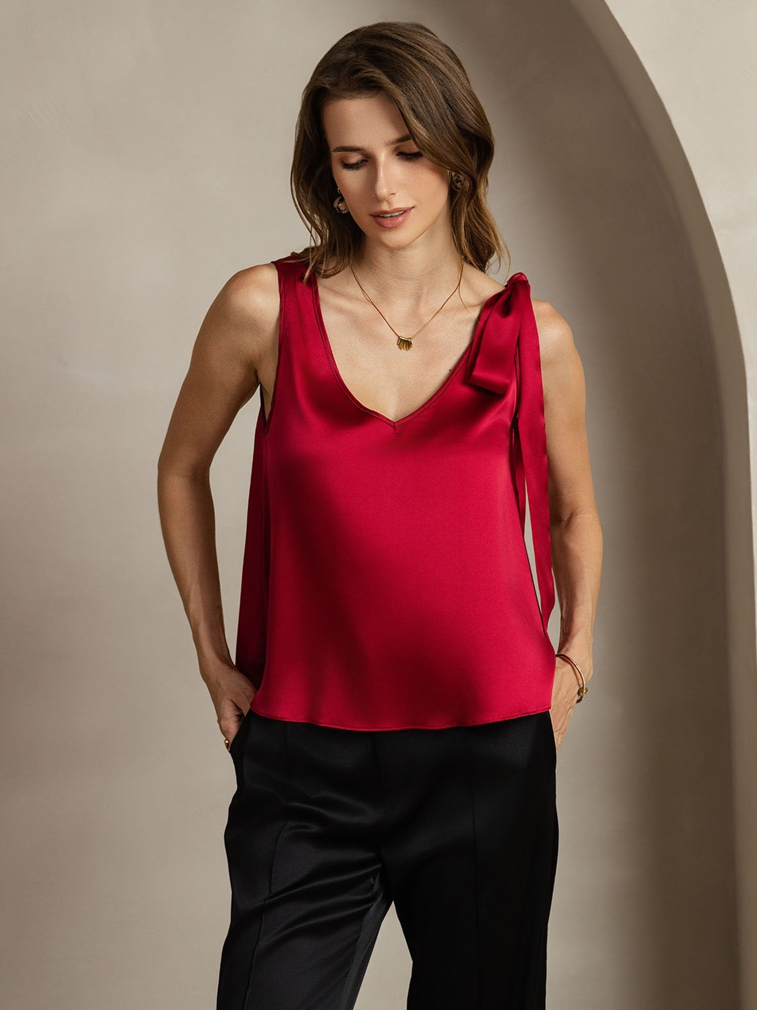 [Vin] SilkSilky-DK 19Momme Silke Womens T-Shirt 006