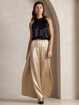 [Sort] SilkSilky-DK Sleeveless Halter T-shirt til kvinder 003