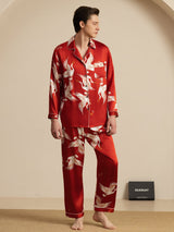 [Vin] SilkSilky-DK Long Sleeve Notch Collar Pyjamas til Mænd 001