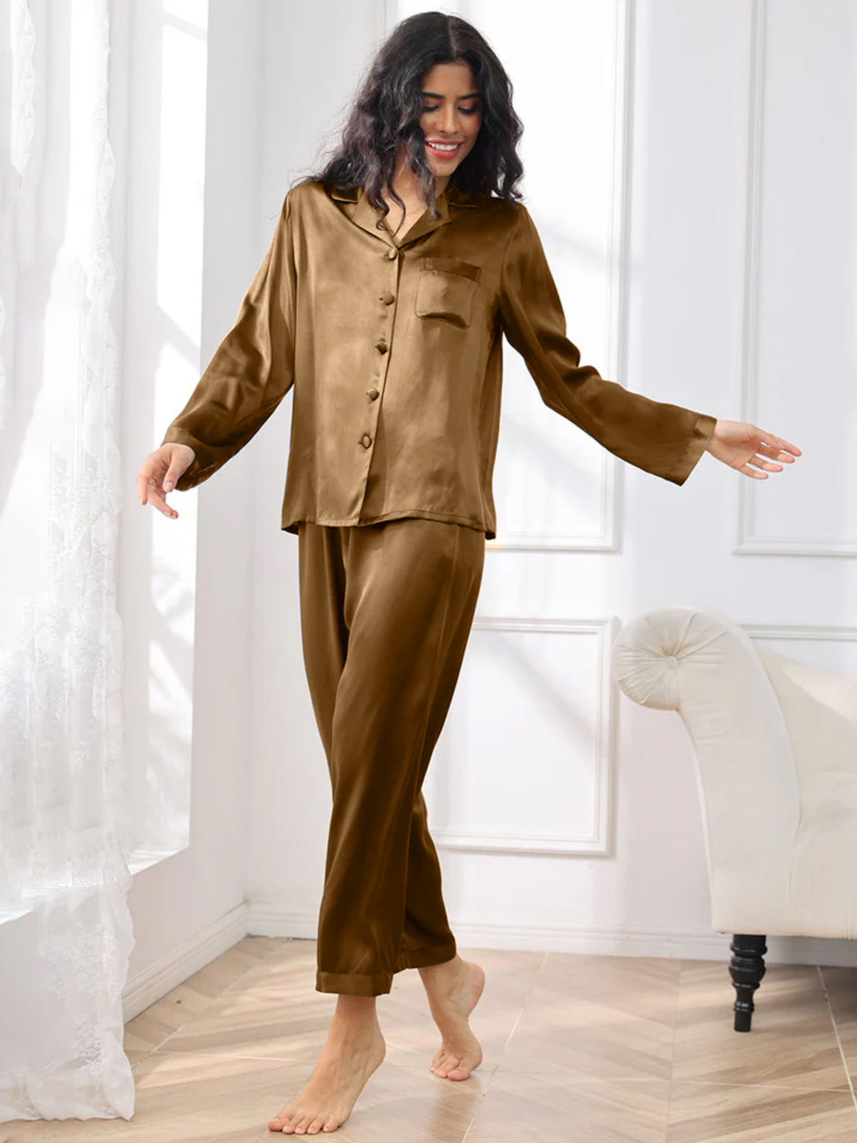 [Brun] SilkSilky-DK Womens Pajamas 003