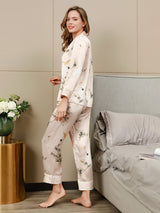 [Lys Pink] SilkSilky-DK Long Sleeve Lapel Collar Dame Pyjamas 002