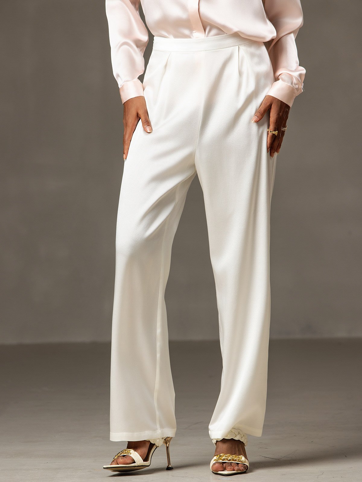 [Hvid] SilkSilky-DK 19Momme Silke Womens Pants 001