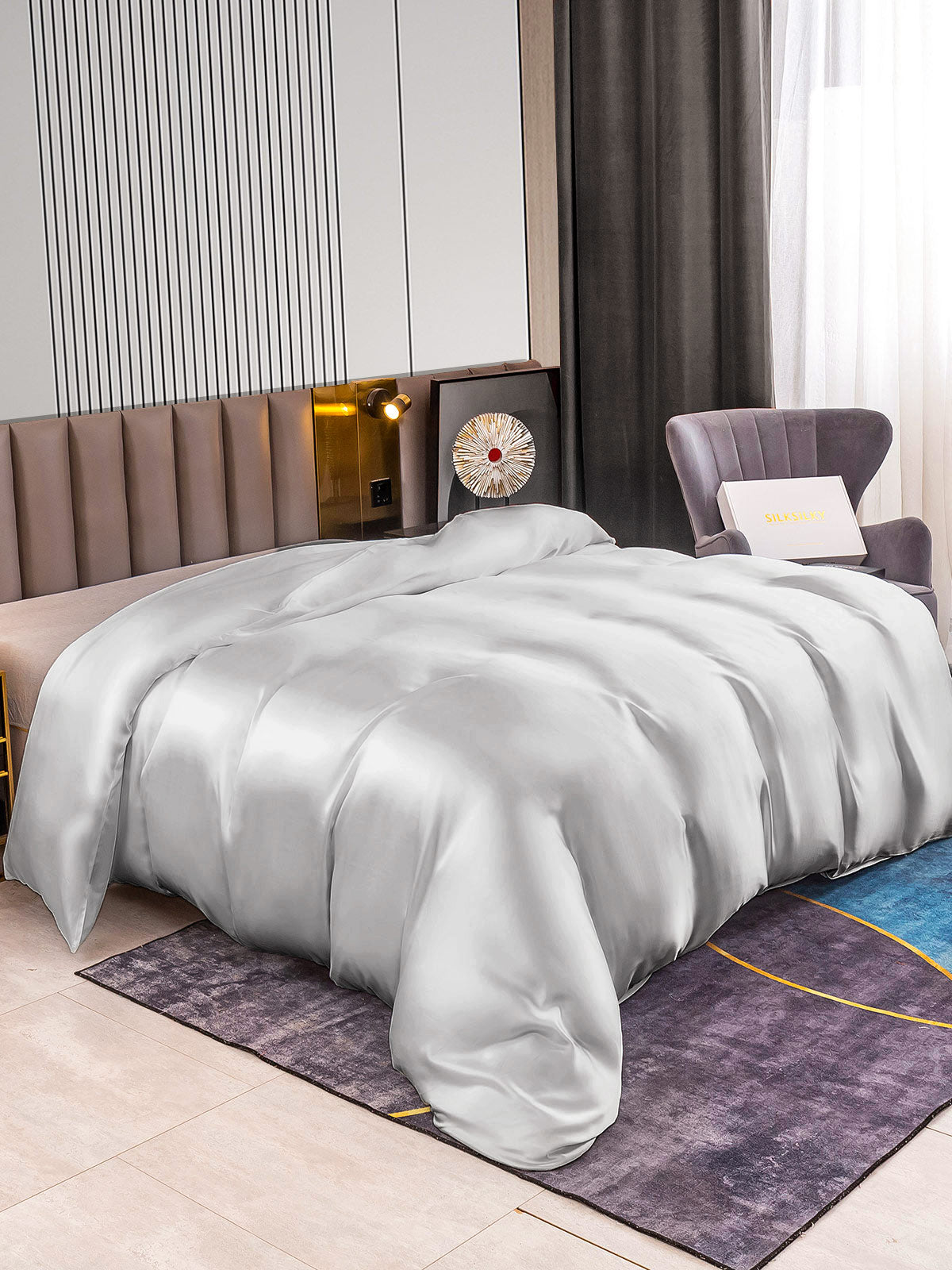 [Sølv] SilkSilky-DK 22Momme Duvet Cover 002
