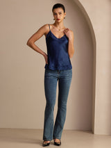 [Mørkeblå] SilkSilky-DK V Neck Camisole Top 007