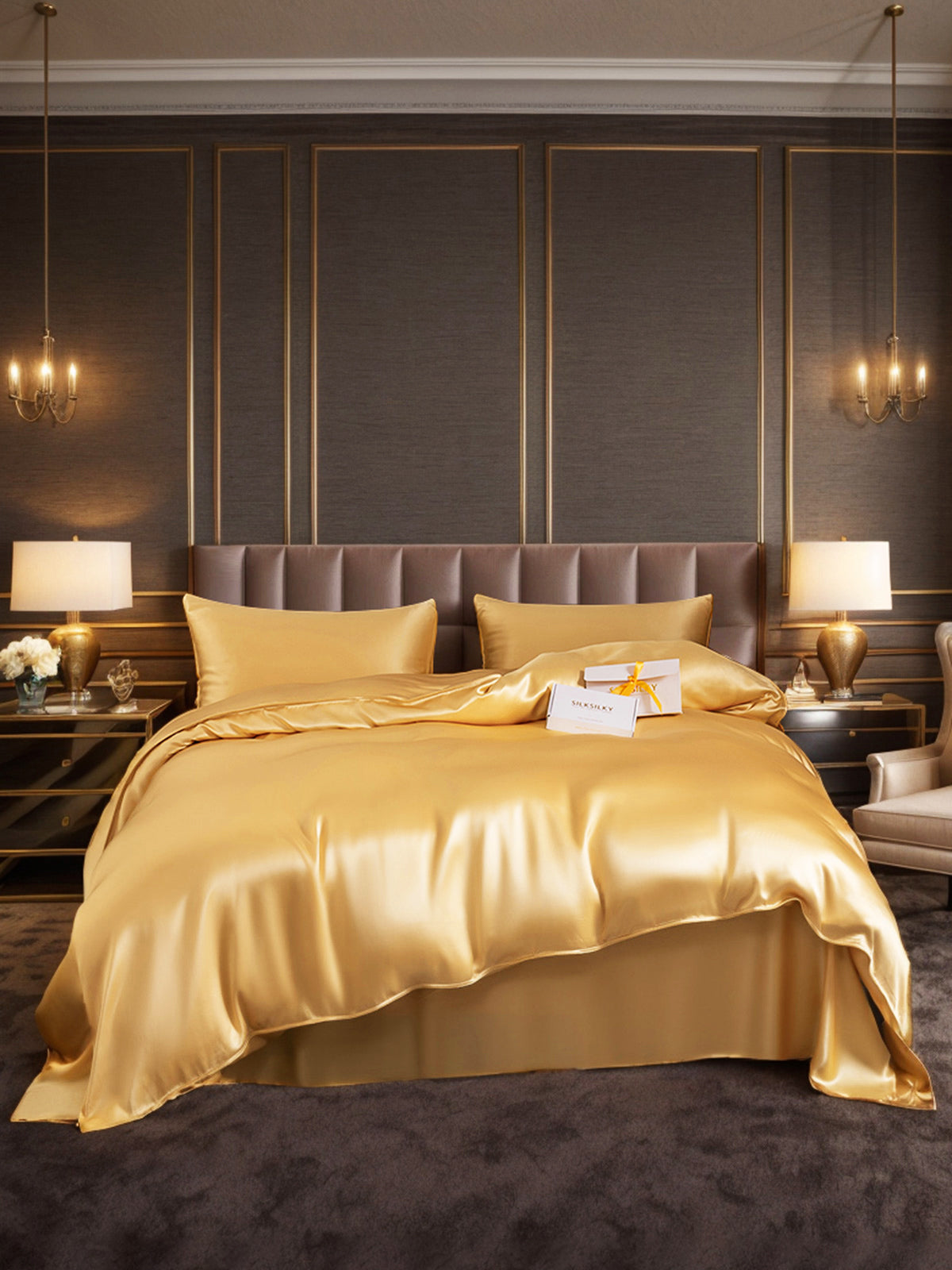 [Champagne] SilkSilky-DK 19Momme Bedding Set 001