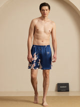 [Mørkeblå] SilkSilky-DK 19Momme Mens Sleep Bottoms 005