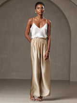 [Beige] SilkSilky-DK Spaghetti Strap V Neck Camisole Top 007