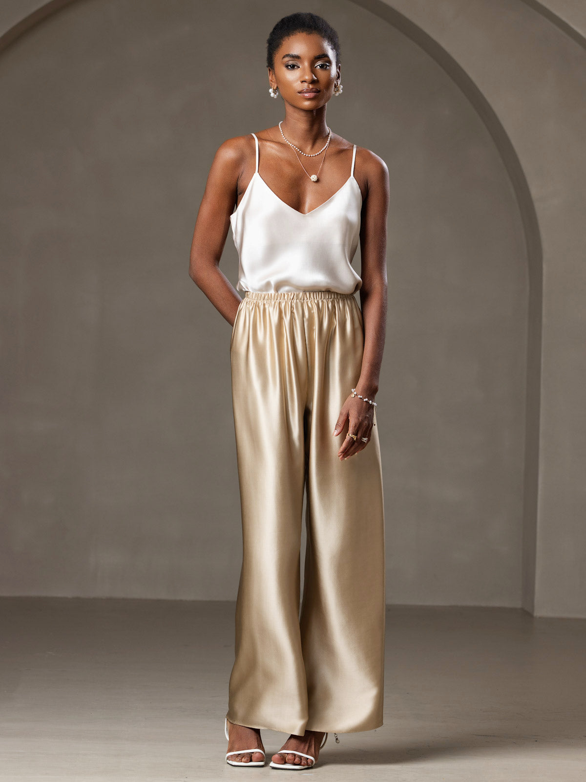 [Beige] SilkSilky-DK Camisoles 007