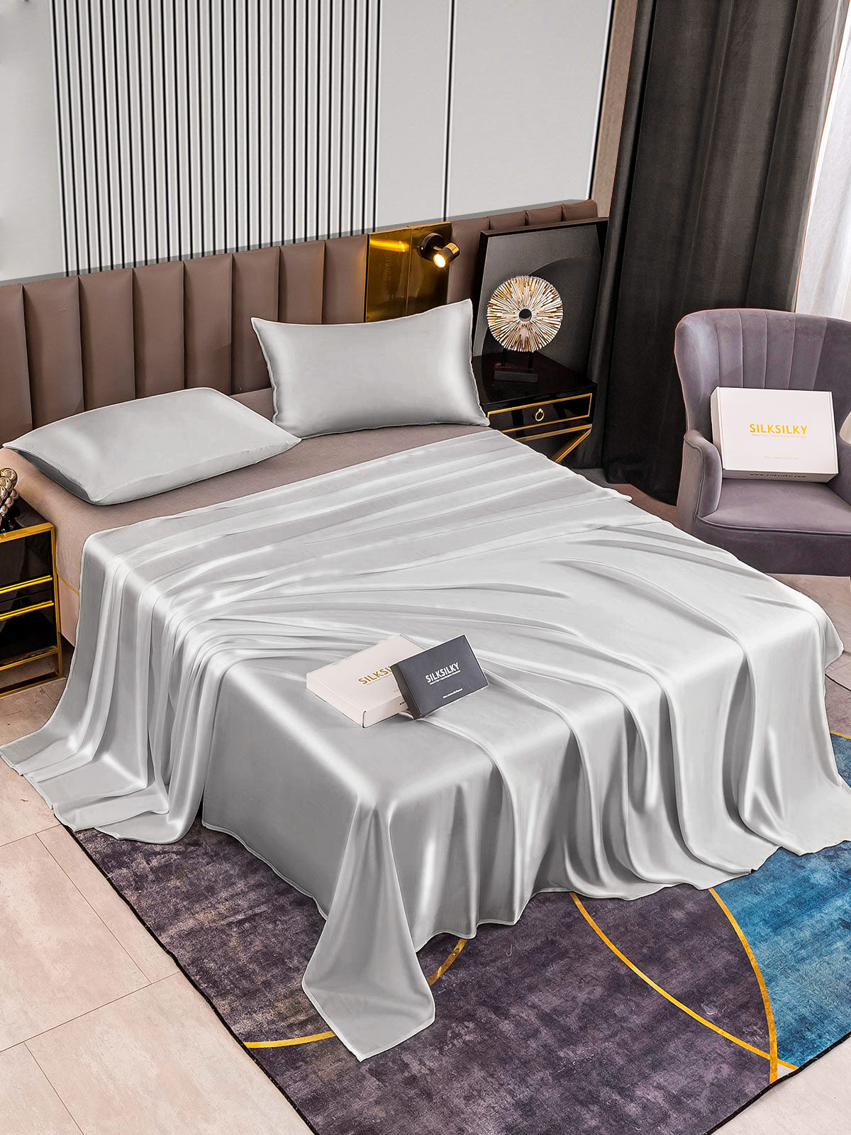 [Sølv] SilkSilky-DK 22Momme Bedding Set 002