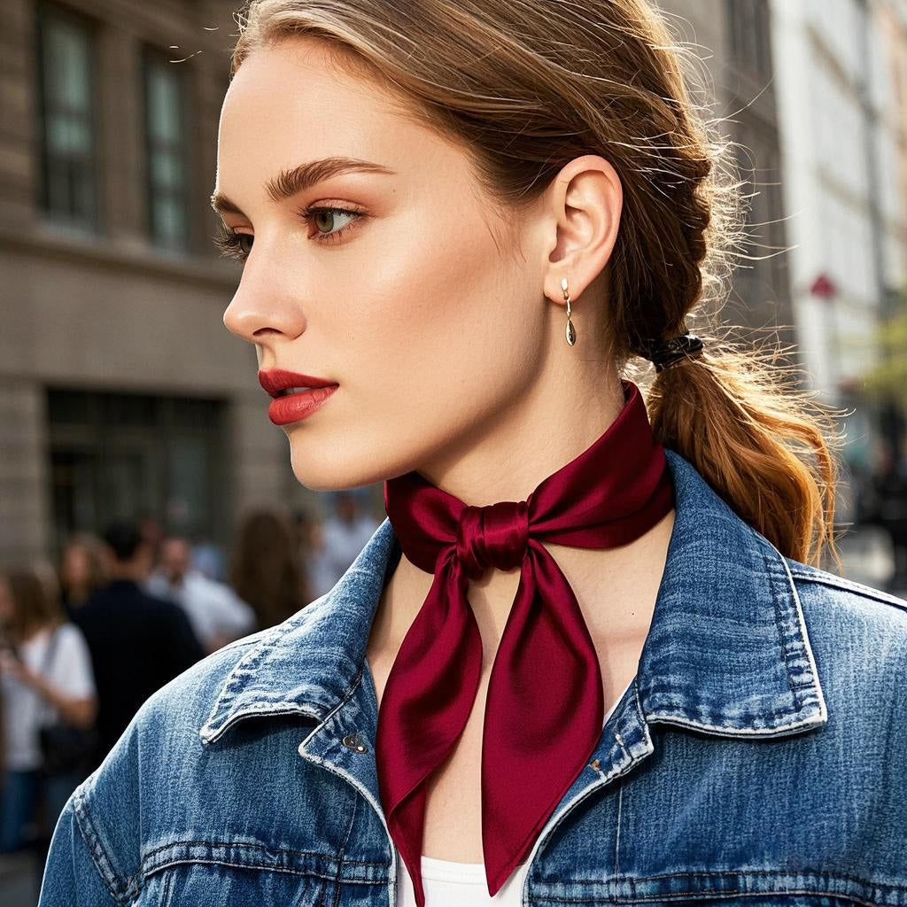 [Mørkerød] SilkSilky-DK Scarf 001