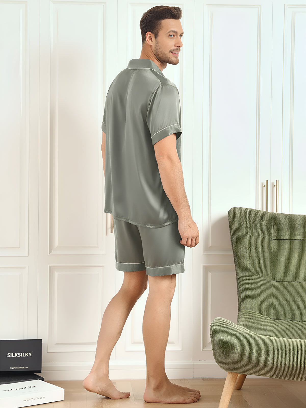 [Grågrøn] SilkSilky-DK Mens Pajamas 002