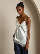 [Lyseblå] SilkSilky-DK Spaghetti Strap V Neck Camisole Top 006