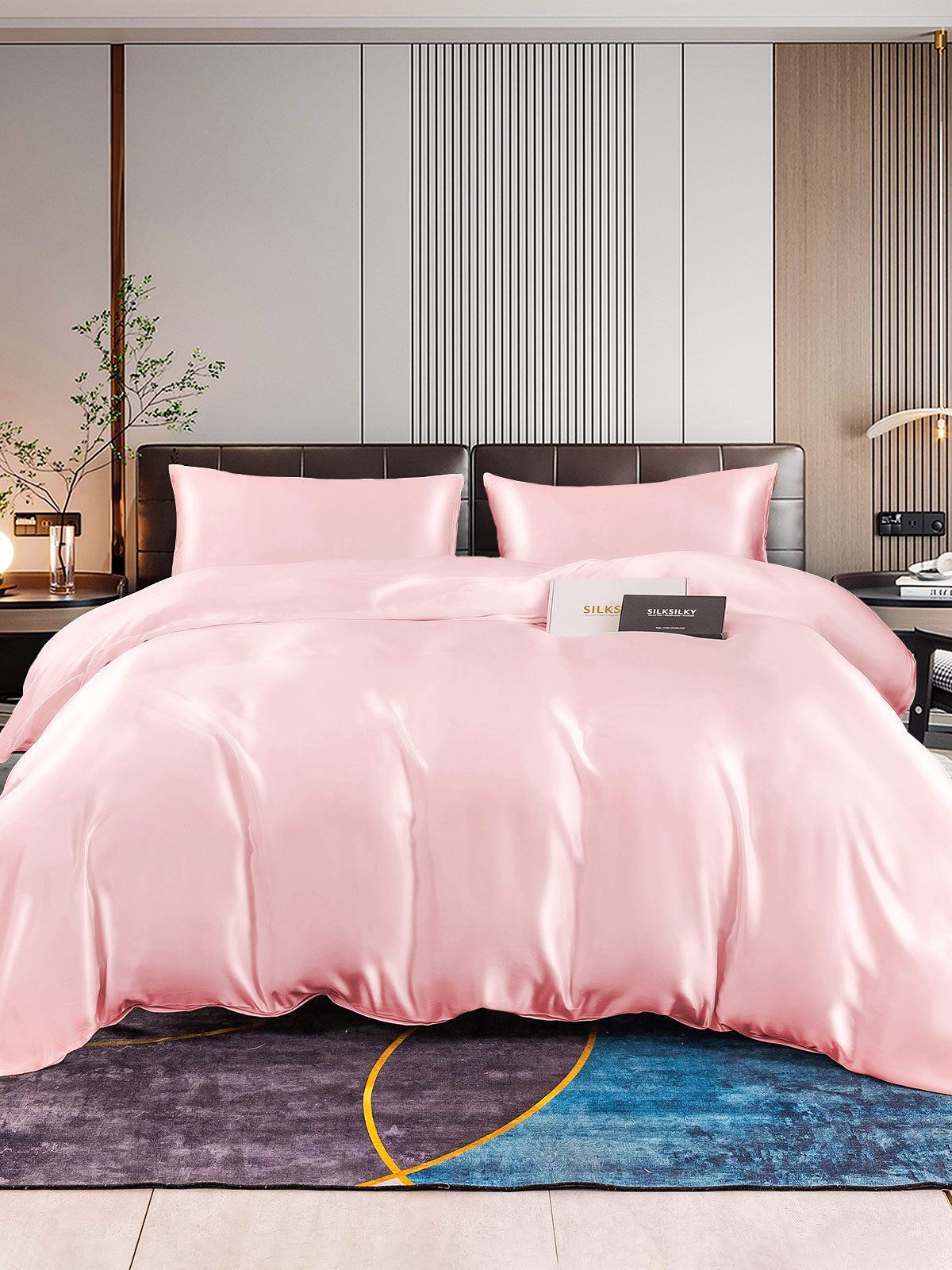 [Lyserød] SilkSilky-DK 22Momme Bedding Set 001