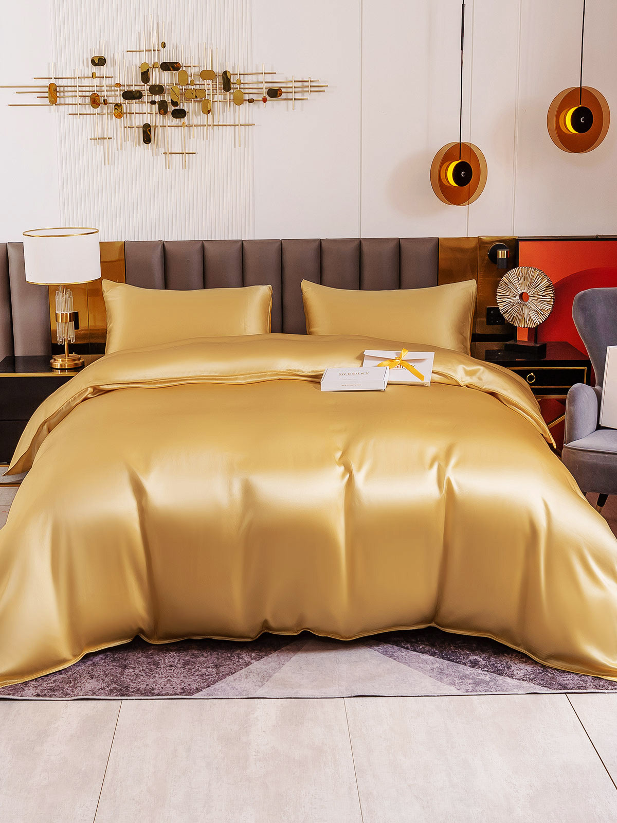 [Champagne] SilkSilky-DK 19Momme Bedding Set 005