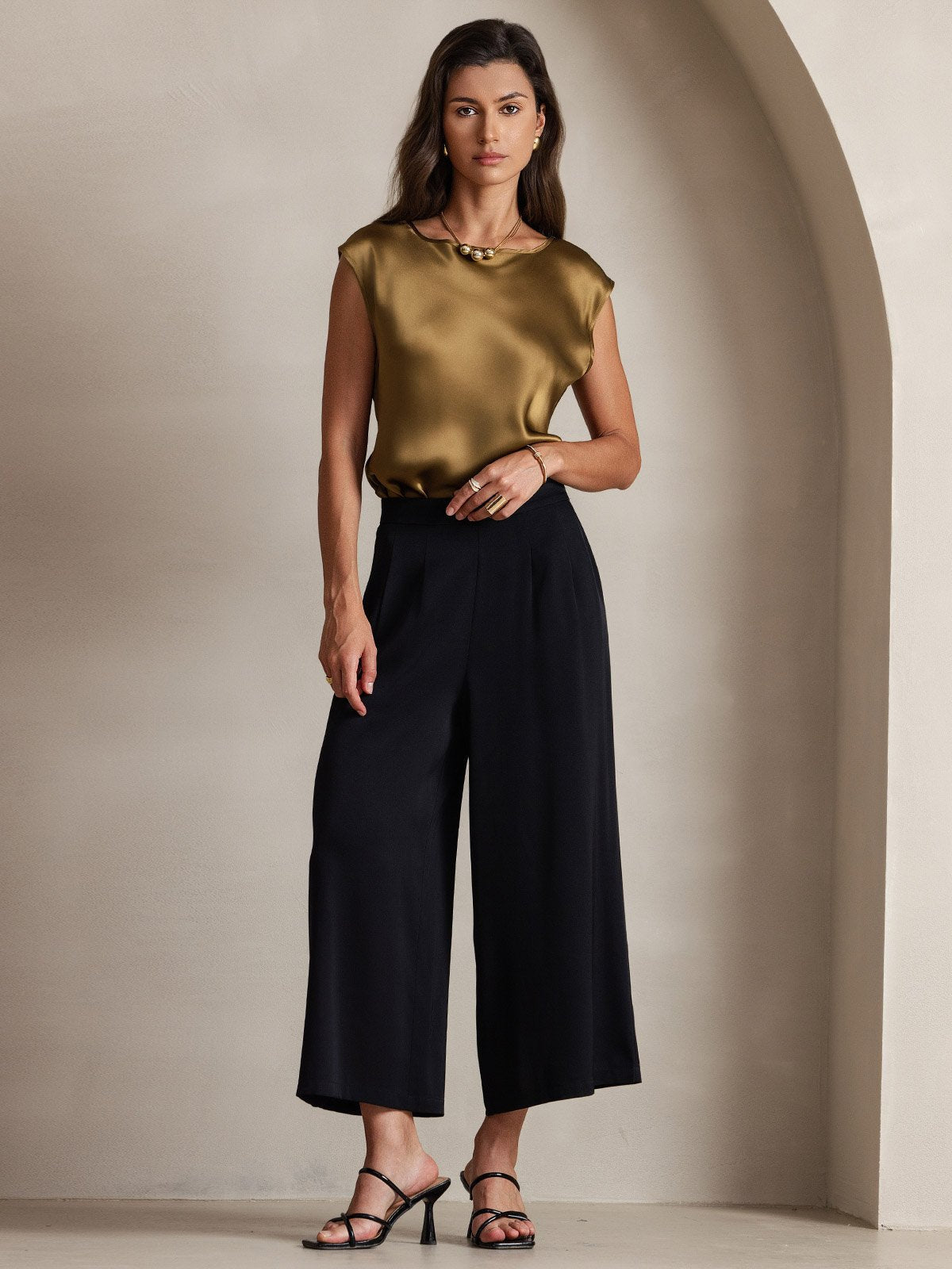 [Brun] SilkSilky-DK 19Momme Silke Womens T-Shirt 005