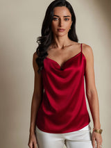 [Vin] SilkSilky-DK Spaghetti Strap Cowl Neck Camisole Top 001