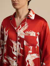 [Vin] SilkSilky-DK Long Sleeve Notch Collar Pyjamas til Mænd 007