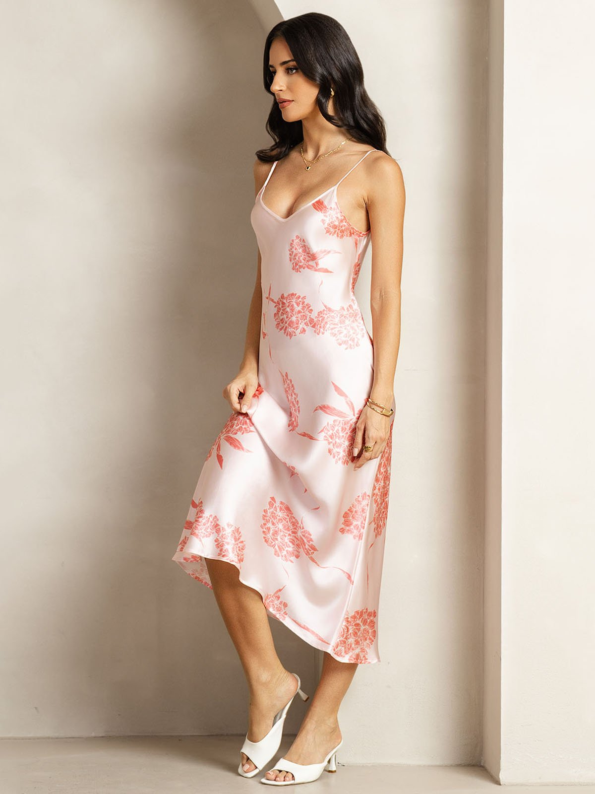[Korallblomster] SilkSilky-DK 19Momme Silke Dress 004