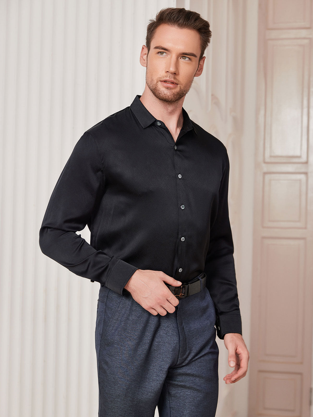 [Sort] SilkSilky-DK Silke Mens Shirt 004