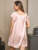 [Lys Pink] SilkSilky-DK Cap Sleeve Square Neck Natkjole 002