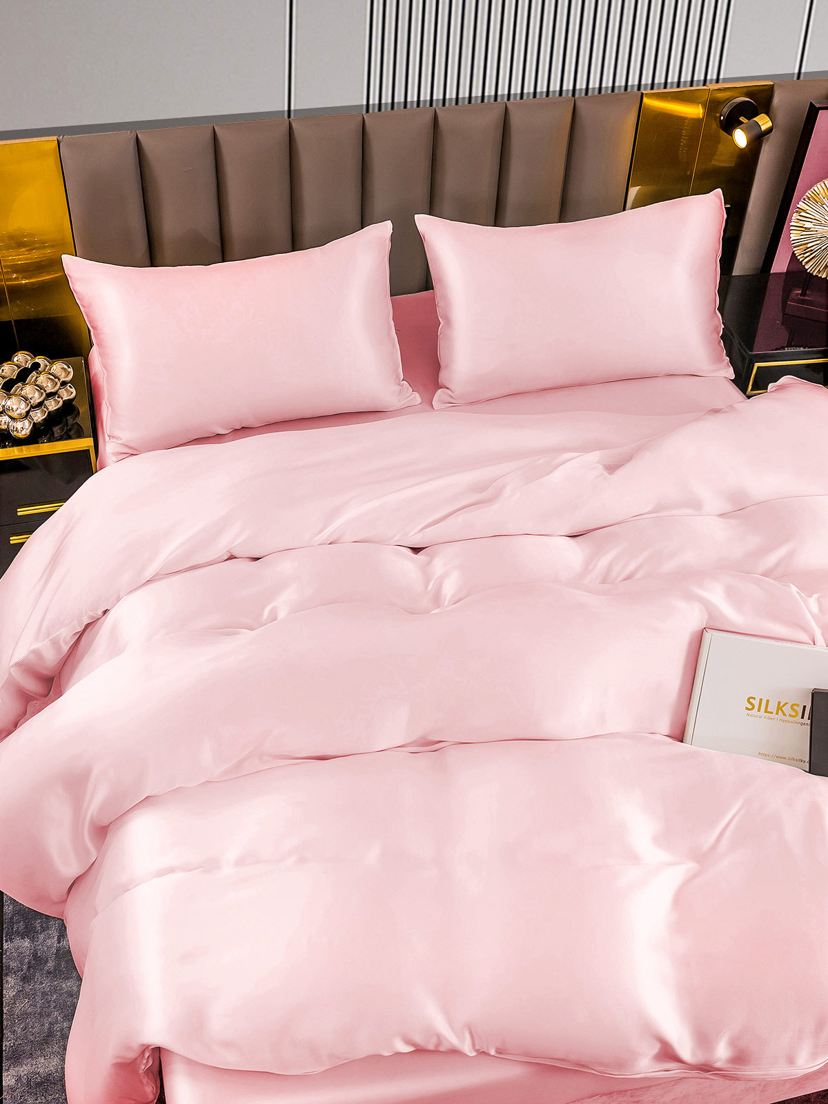 [Lyserød] SilkSilky-DK 22Momme Bedding Set 005
