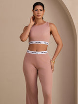 [Lyserød] SilkSilky-DK Sleeveless Crew Neck Women's Outfit Sets 003