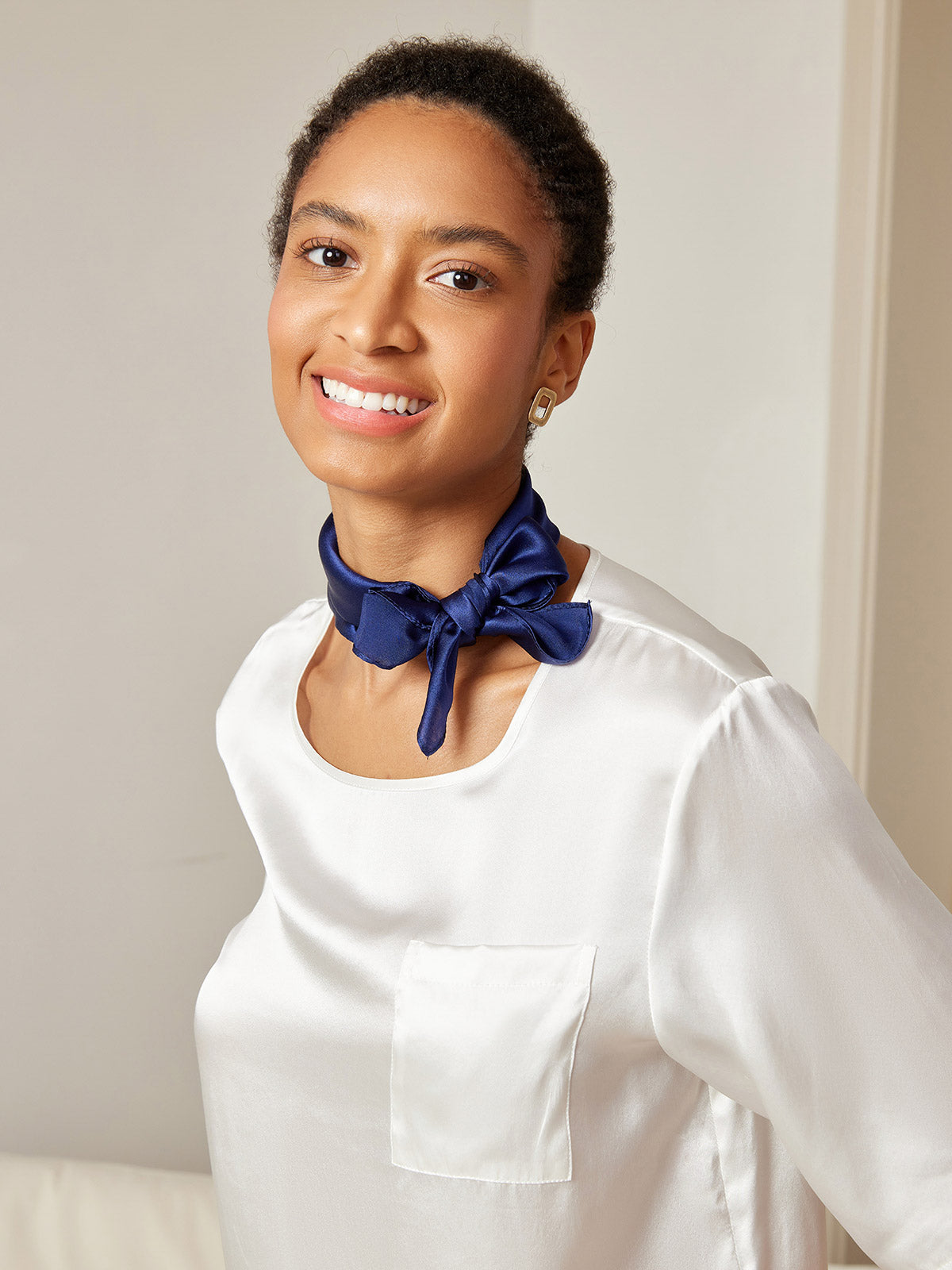 [Mørkeblå] SilkSilky-DK Scarf 003