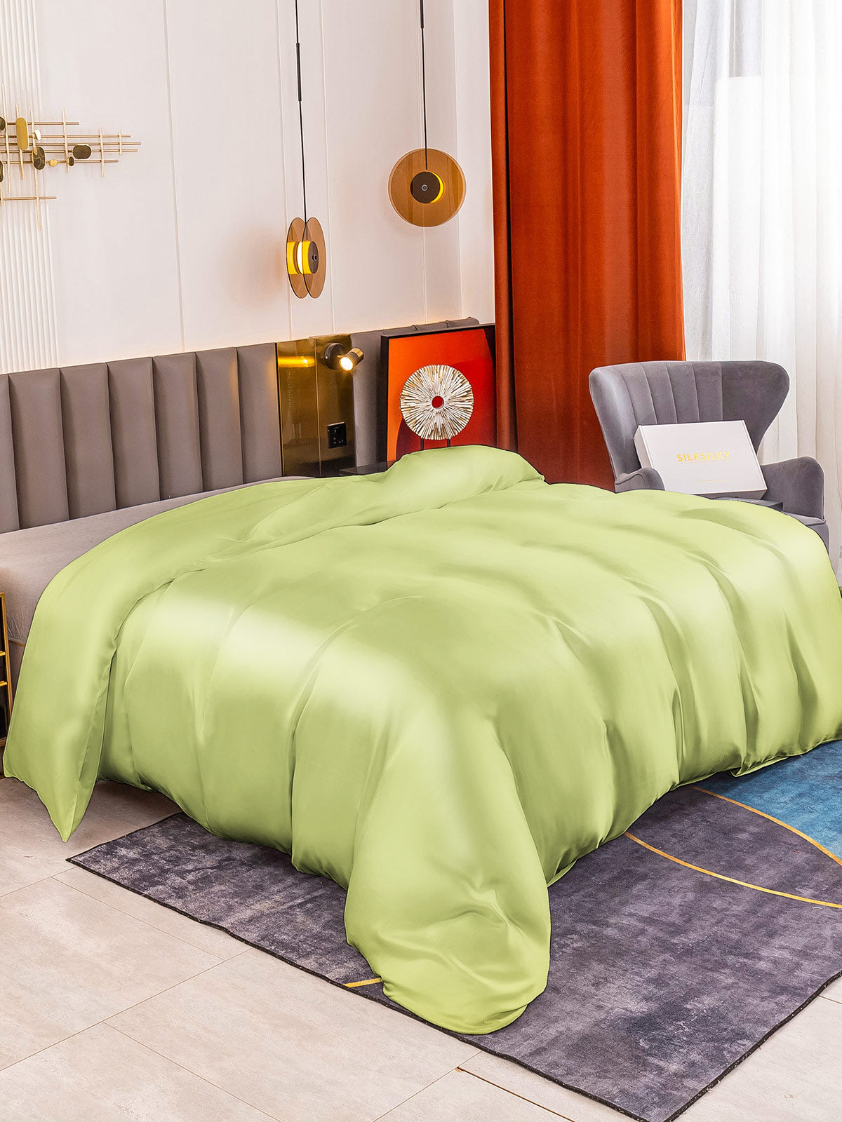[Mintgrøn] SilkSilky-DK 19Momme Duvet Cover 001