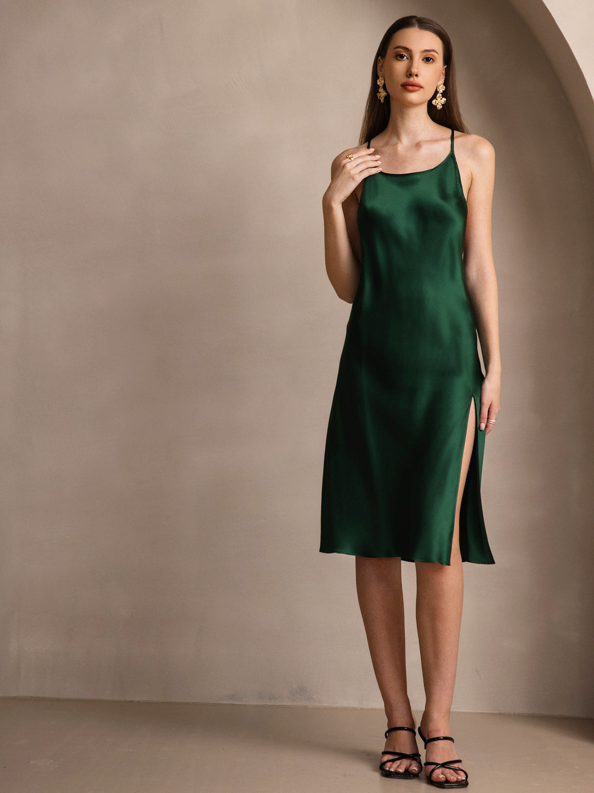 [Mørkegrøn] SilkSilky-DK Dress 004