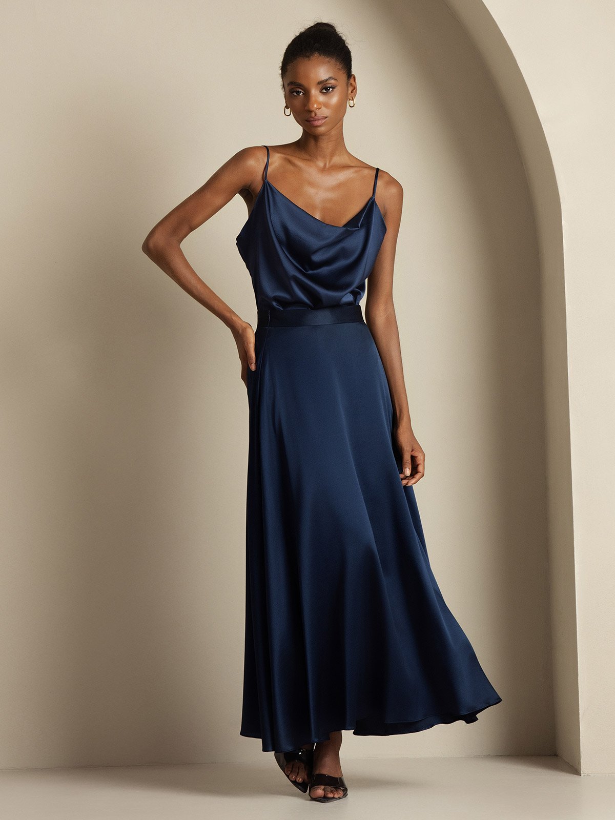 [Mørkeblå] SilkSilky-DK 19Momme Silke Womens Outfit Sets 007,