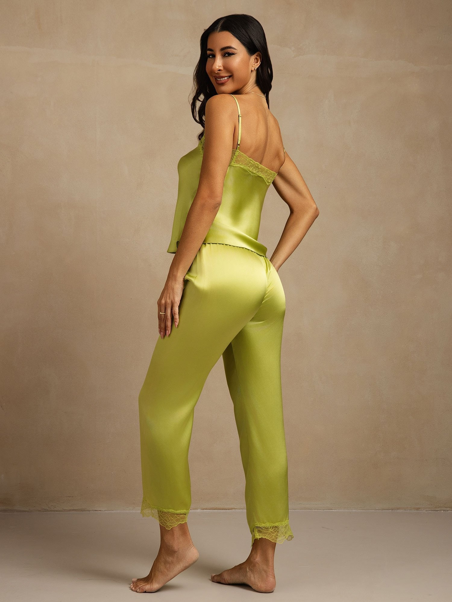 [Mintgrøn] SilkSilky-DK Silke Camisole Set 002