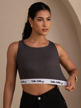 [Grå] SilkSilky-DK Sleeveless Crew Neck Camisole Top 003