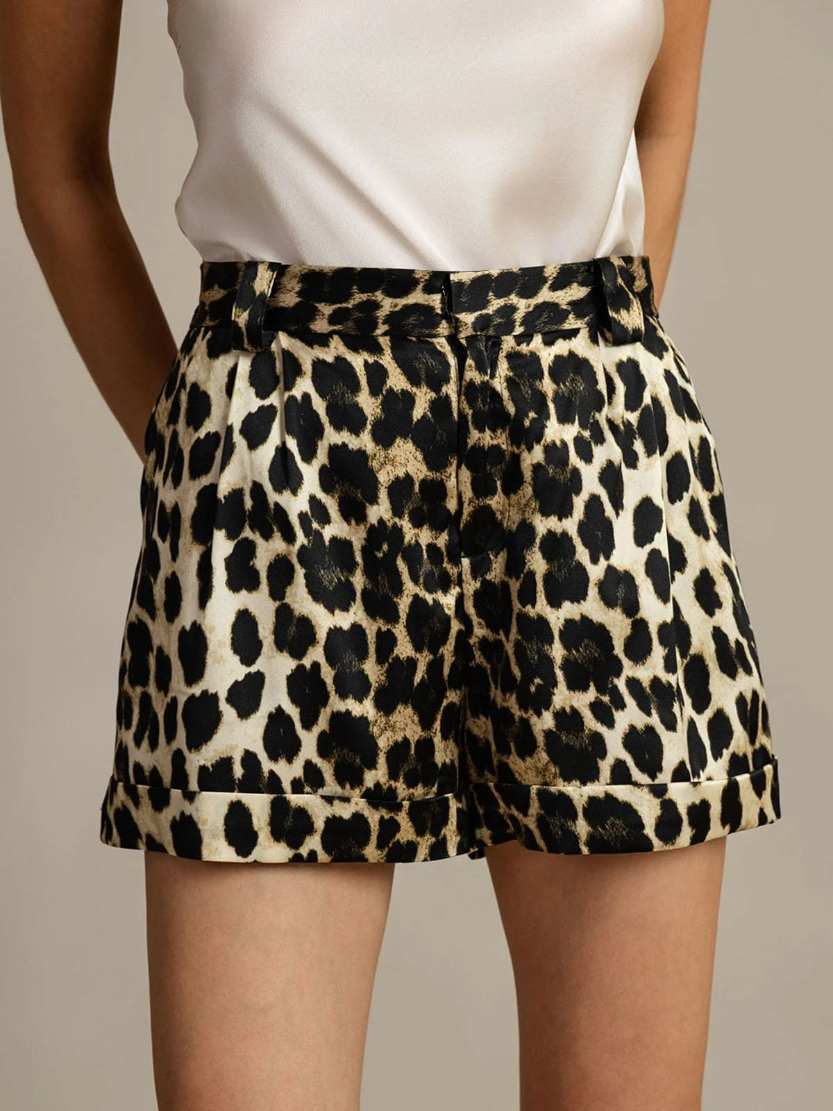 [Leopard] SilkSilky-DK 19Momme Silke Womens Shorts 001