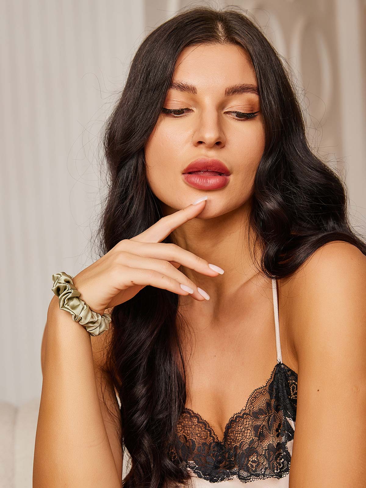 [Mintgrøn] SilkSilky-DK 19Momme Scrunchie 002