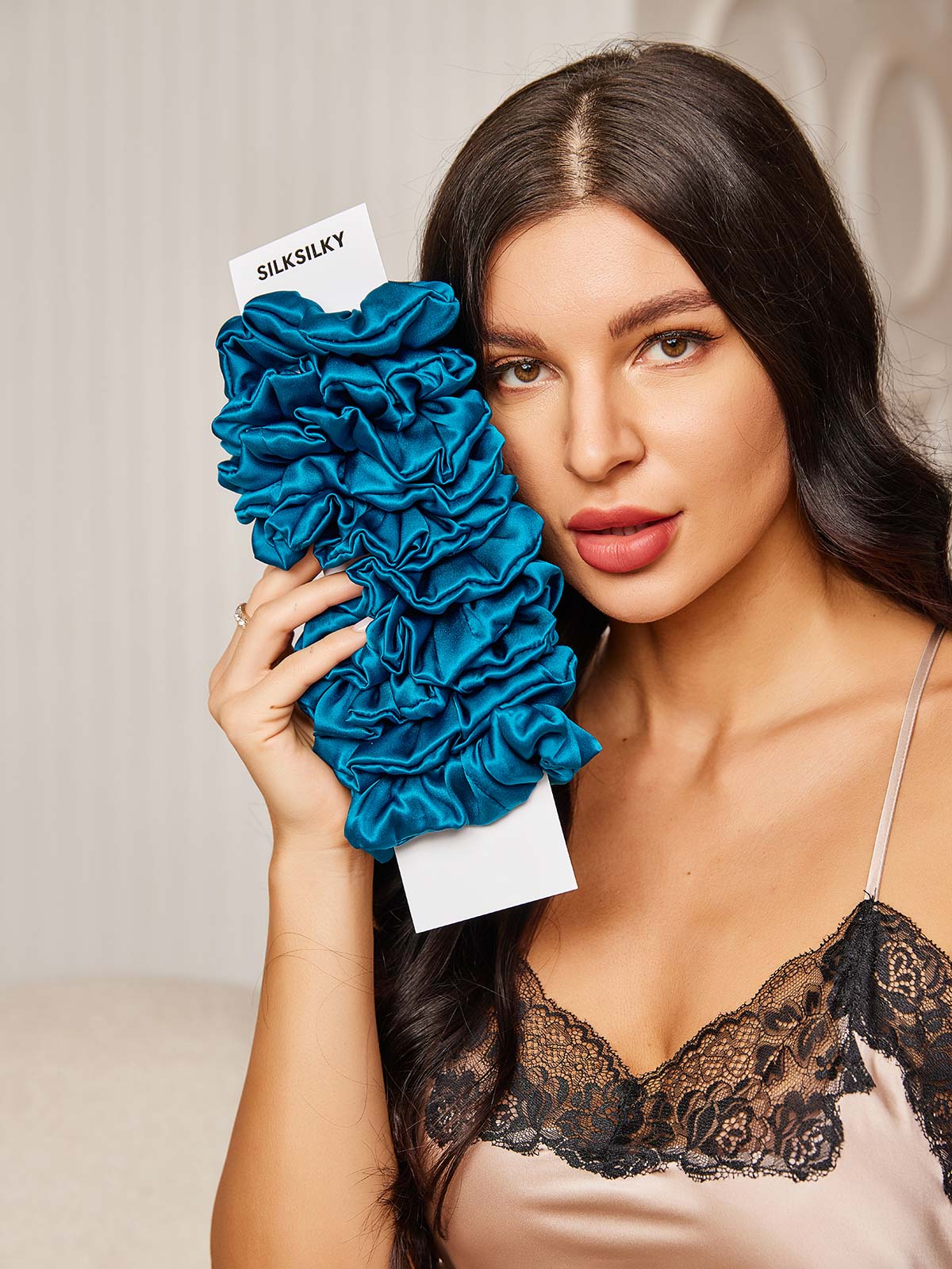 [Blågrøn] SilkSilky-DK 19Momme Scrunchie 001