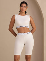 [Hvid] SilkSilky-DK Sleeveless Crew Neck Women's Outfit Sets 001