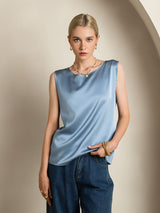 [Gråblå] SilkSilky-DK Sleeveless Round Neck Camisole Top 001