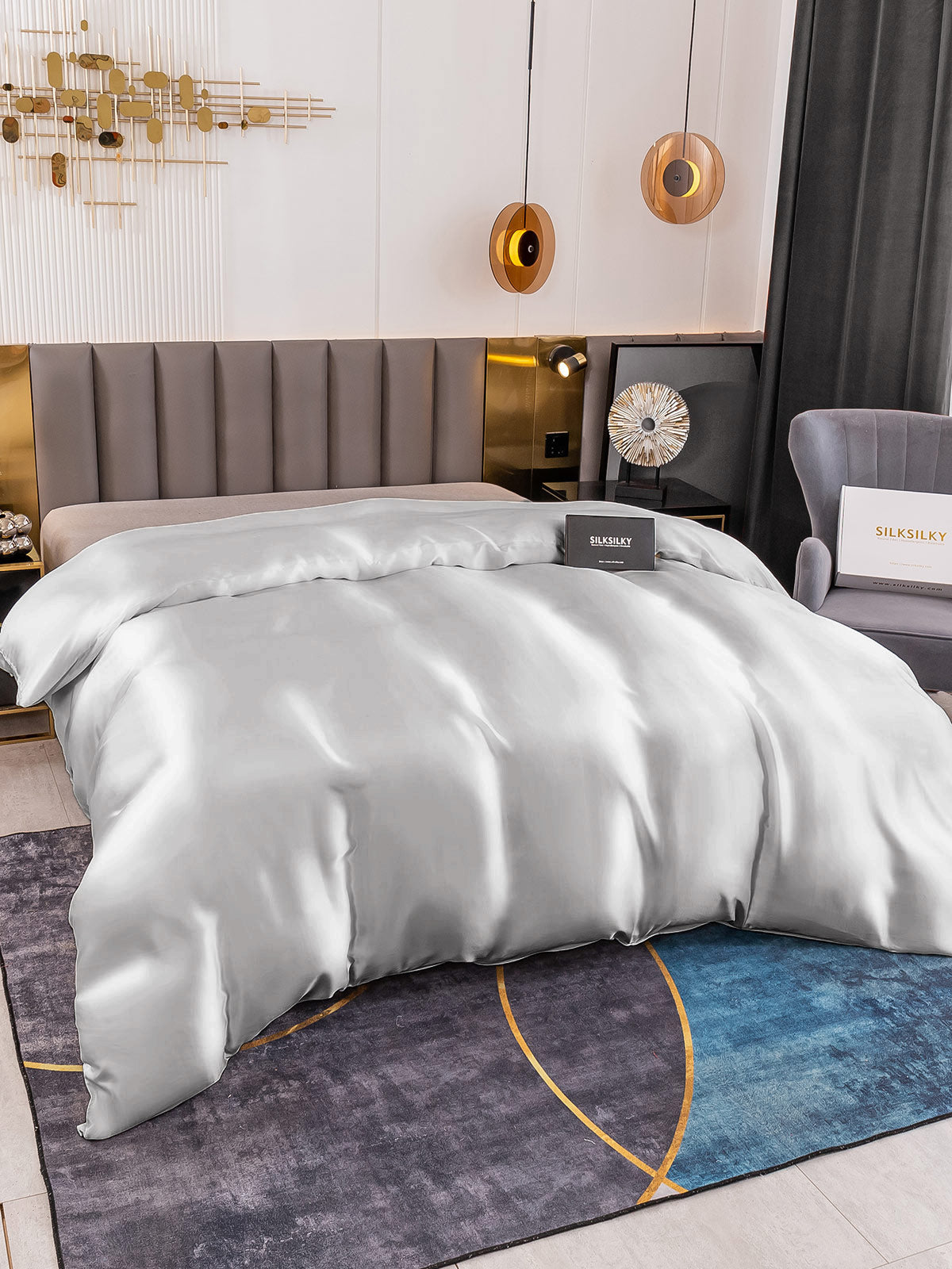 [Sølv] SilkSilky-DK 19Momme Duvet Cover 002