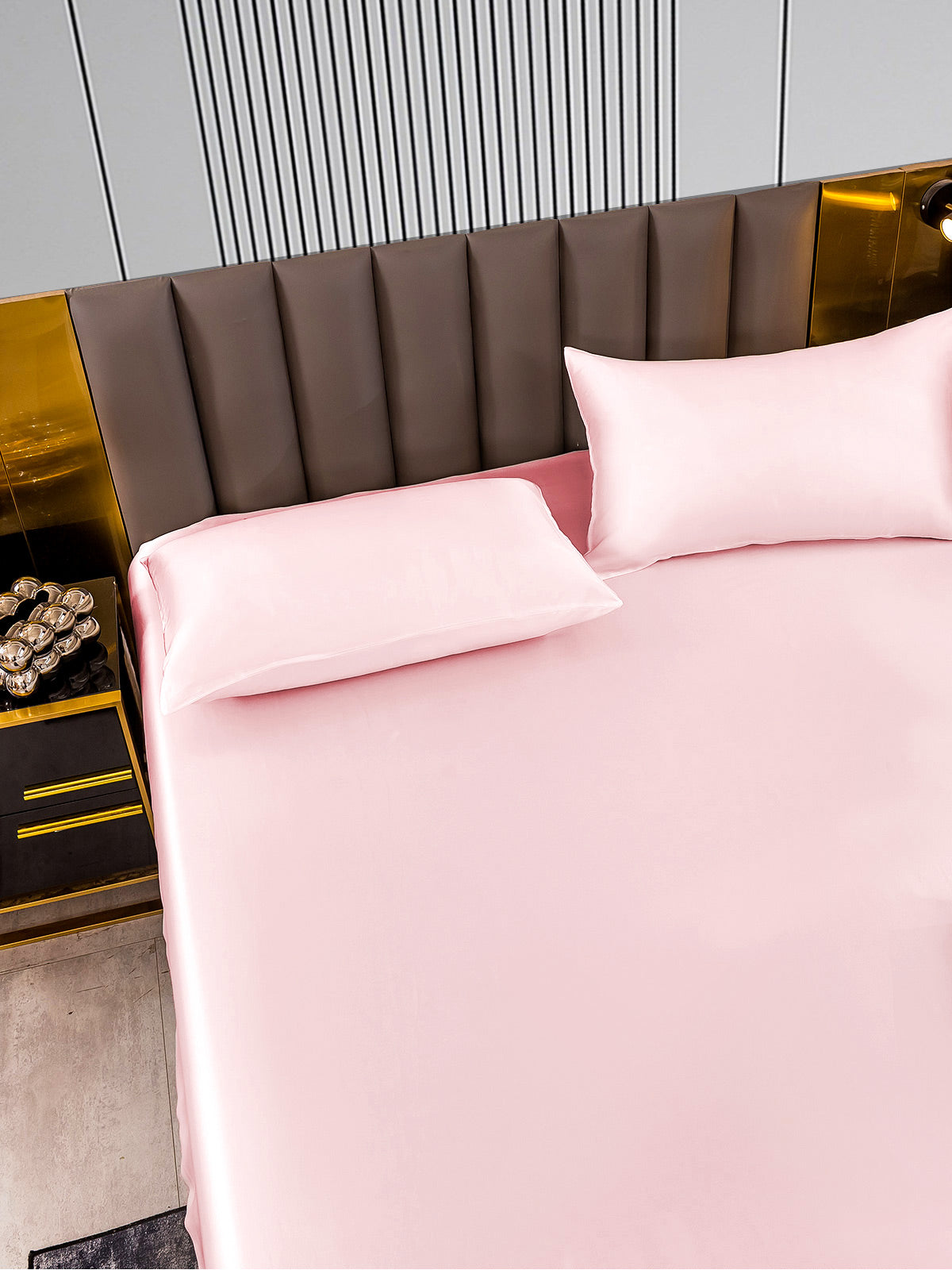 [Lyserød] SilkSilky-DK 22Momme Bedding Set 003