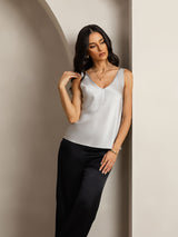 [Sølv] SilkSilky-DK Sleeveless V Neck Camisole Top 007