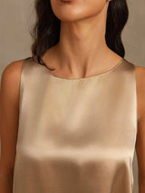 [Champagne] SilkSilky-DK Sleeveless Scoop Neck Dame Pyjamas 004