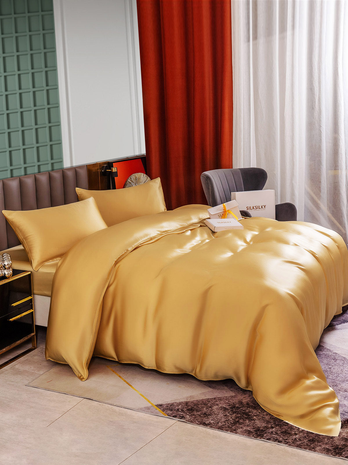 [Champagne] SilkSilky-DK 25Momme Bedding Set 004