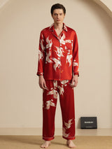 [Vin] SilkSilky-DK Long Sleeve Notch Collar Pyjamas til Mænd 003