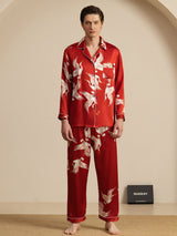 [Vin] SilkSilky-DK Long Sleeve Lapel Collar Pyjamas til Mænd 003