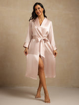 [Lyserød] SilkSilky-DK Silke Womens Robe 006,