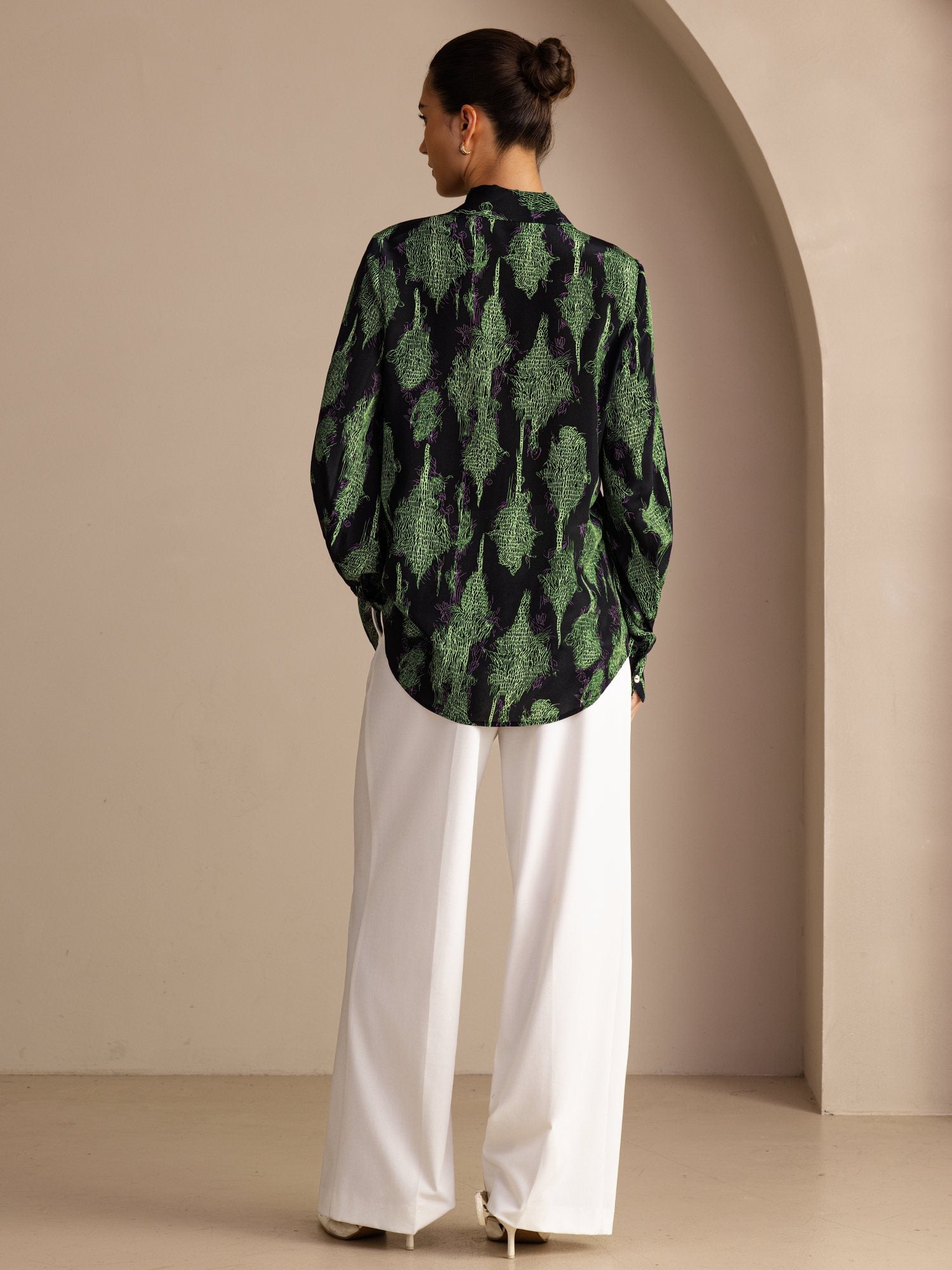 [Sort Mos] SilkSilky-DK Long Sleeve Lapel Collar Bluse 002