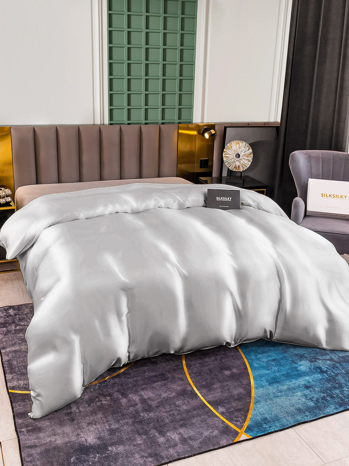 [Sølv] SilkSilky-DK 25Momme Duvet Cover 002