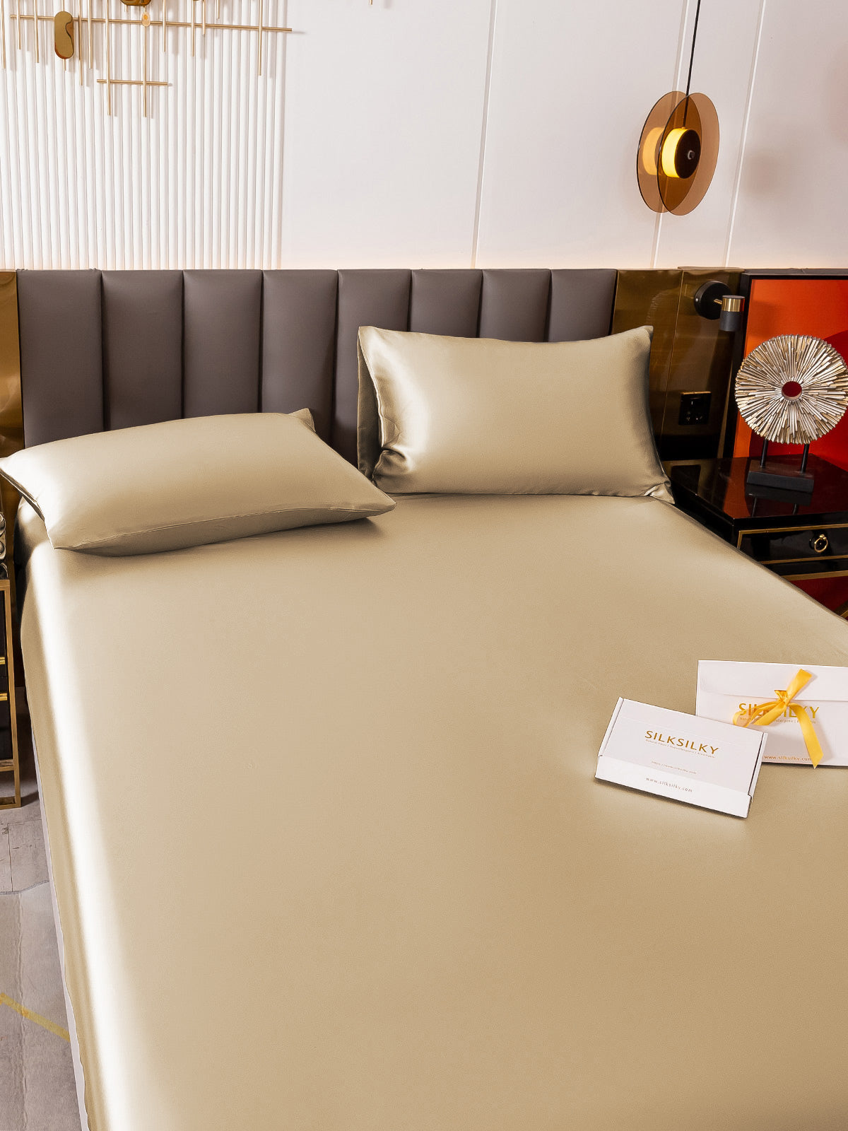 [Beige] SilkSilky-DK 19Momme Bedding Set 003